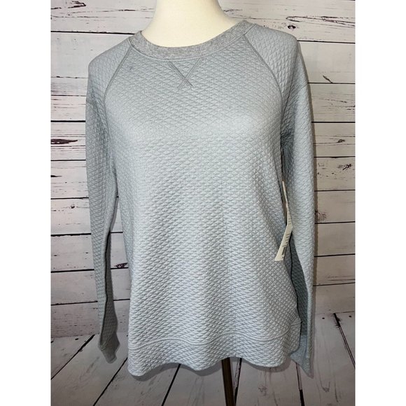 NWT Lucy Quilted Pullover‎ Sweatshirt Medium Long sleeve Sweater Nylon Gray - Picture 1 of 10